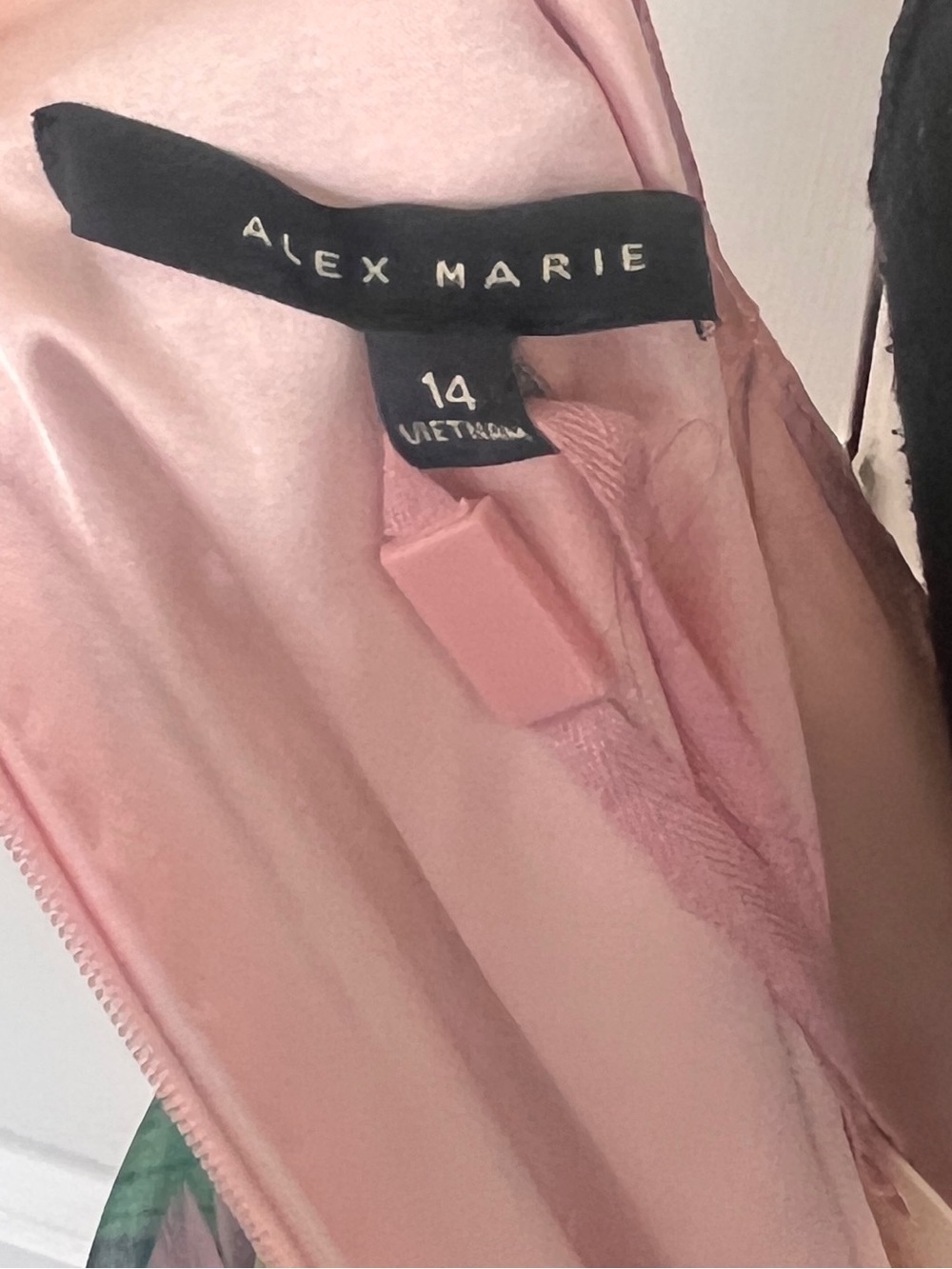 Alex Marie Floral Faux Wrap Dress NWT Size 14 Pink Blue Tropical Print Cocktail - Picture 5 of 6